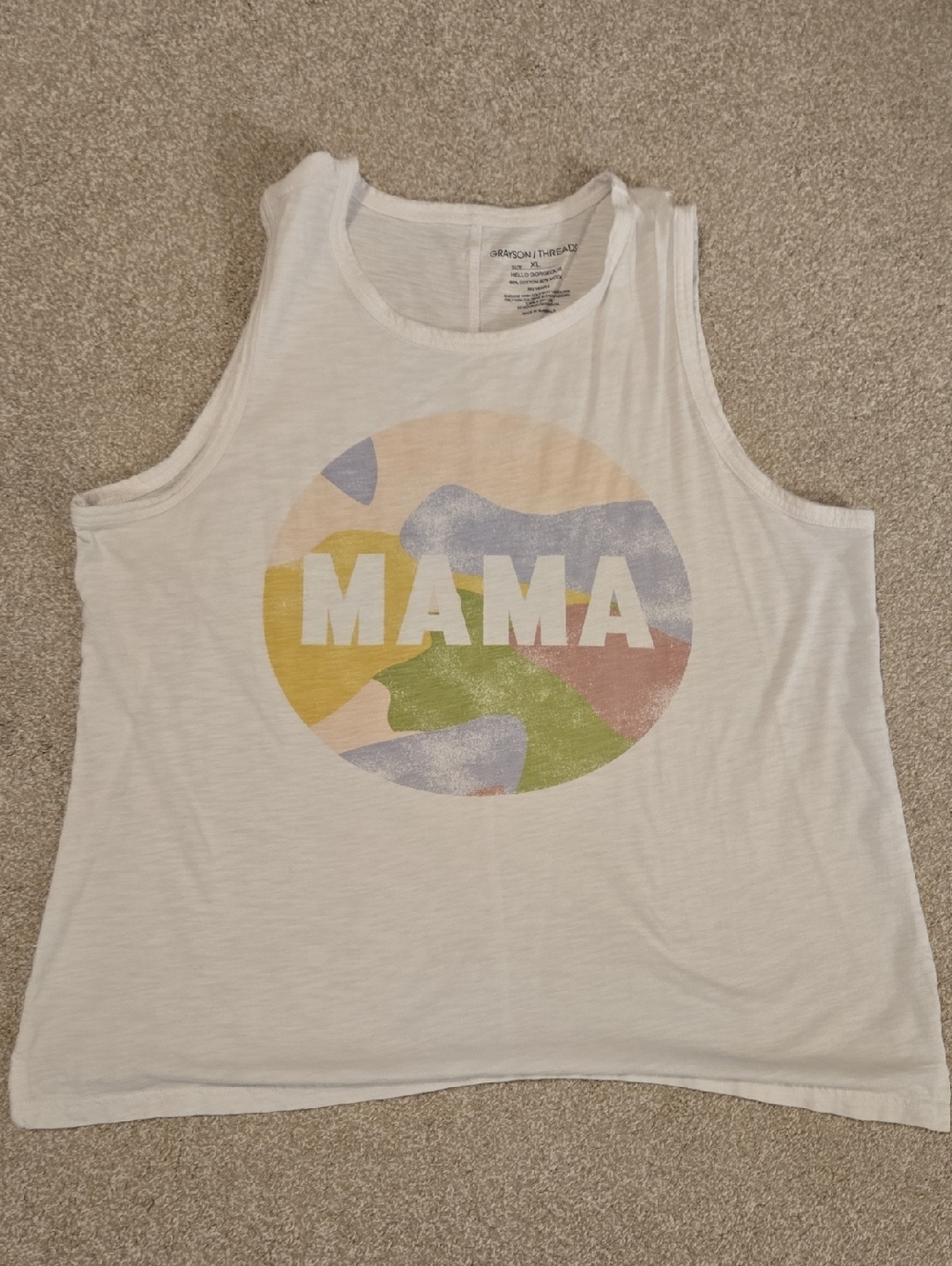 Grayson Threads White Crewneck Tank Top with Black Logo Print